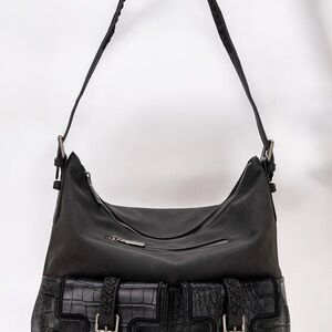 Montana West Croc Print Concealed Carry Hobo - Black *NEW in Package*